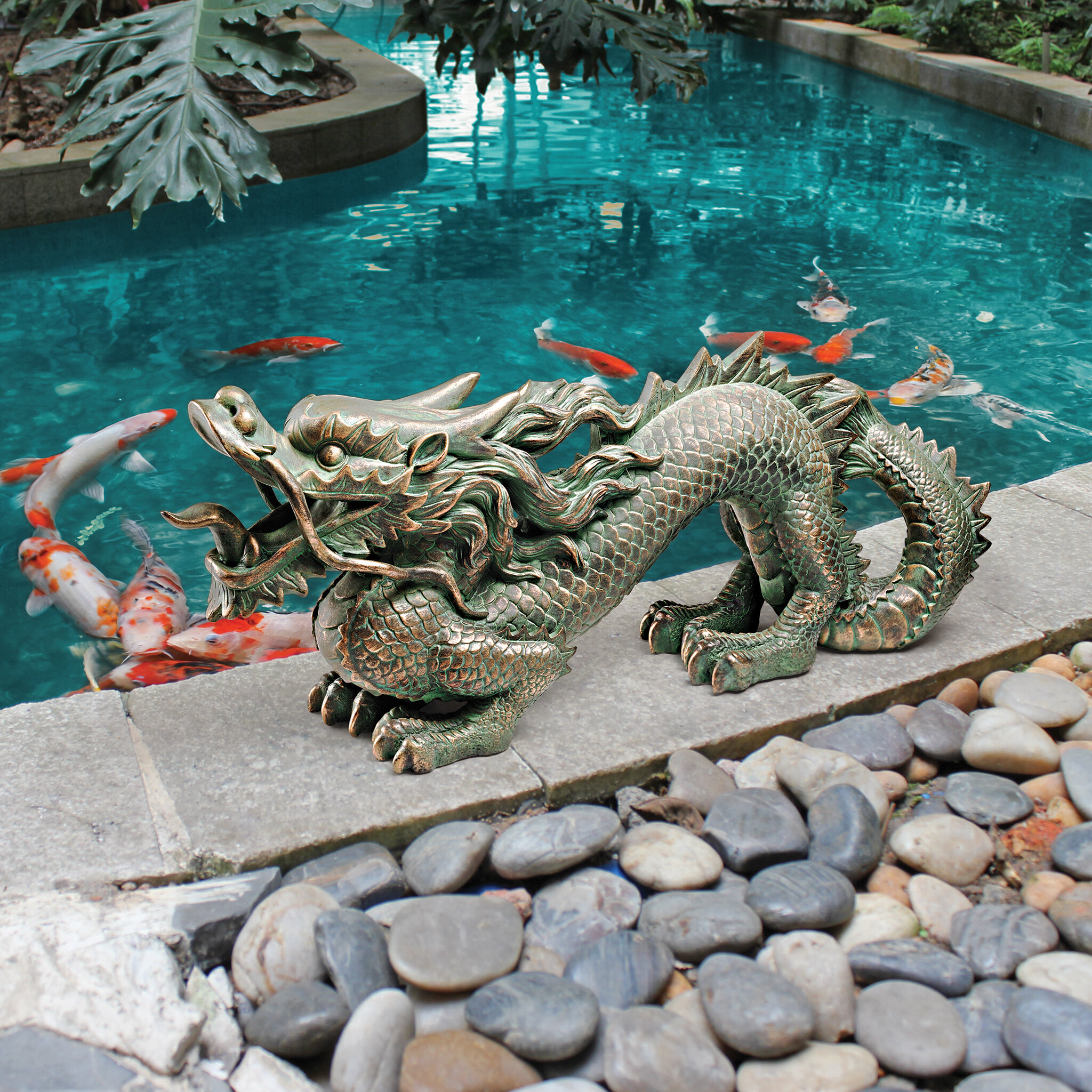 2024 Dragon Sculpture, a Gift of Two Red Dragons Garden Art